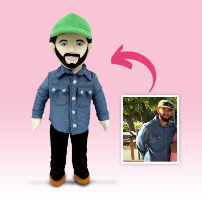 Personalized stuffed doll crafted from a selfie