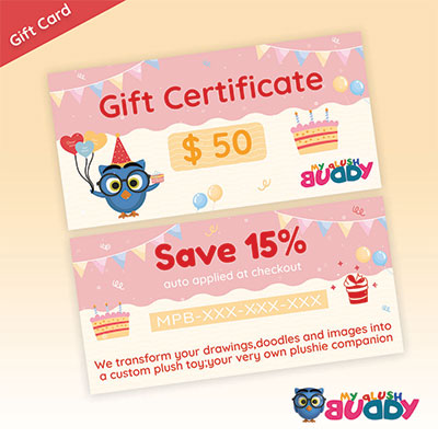 MyPlushBuddy gift card for unique custom gifts
