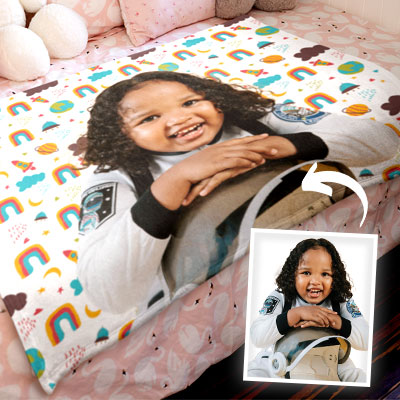 Custom photo blanket with personal images